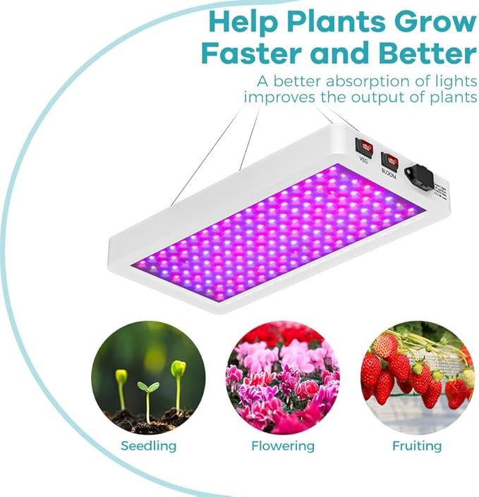 2PCS 1000W Full Spectrum LED Growth Lights - Red&amp Blue Lamp Beads with VEG/BLOOM Dual Modes &amp Dimmable Seeding Flowering Fill Lamps for Vegetables Greenhouse Hydroponics Lighting with US Pl