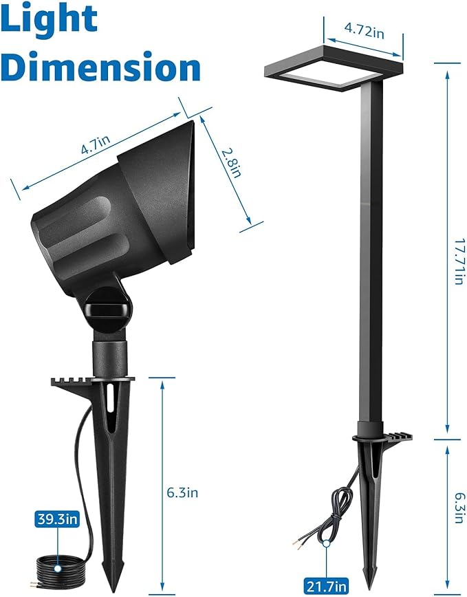 SUNVIE All-in-ONE Landscape Lighting Kit 6-Pack Anti-glare LED Pathway Lights 2-Pack Spotlights 60W Transformer 100FT 16/2 AWG Wire and Connectors Outdoor Landscape Lighting for Walkway Garden Yard