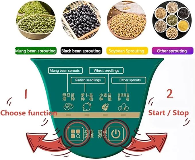 Automatic Bean Sprouts Maker360° Rotary Sprinkler Thermostatic Incubator Germinator 2 Layer Sprouting Seedling Tools