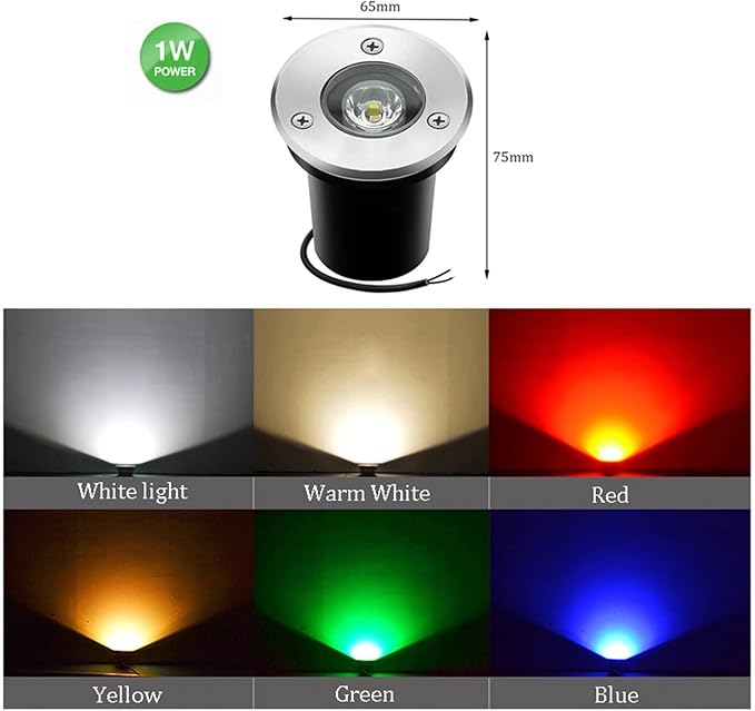 Round Recessed Underground Light - 1W LED Recessed Spotlight Outdoor Garden Underground Light IP66 Waterproof Landscape Lights for Outdoor Driveway Deck Stair Step Recessed Lighting (Red DC12V