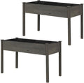 S AFSTAR Raised Garden Beds 2 Pieces Elevated Wooden Planter Box 48”L x 22”W x 30”H Outdoor Gardening Planting Bed for Vegetables Flowers &amp Herbs Grow Great for Backyard Patio Lawn (Gray)
