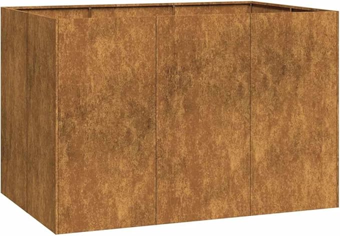 Large Rusty Weathering Steel Garden Planter Box 31.5 x 47.2 x 31.5 in Rectangular Outdoor Raised Bed Rustic Flower Boxes for Patio Balcony Lawn