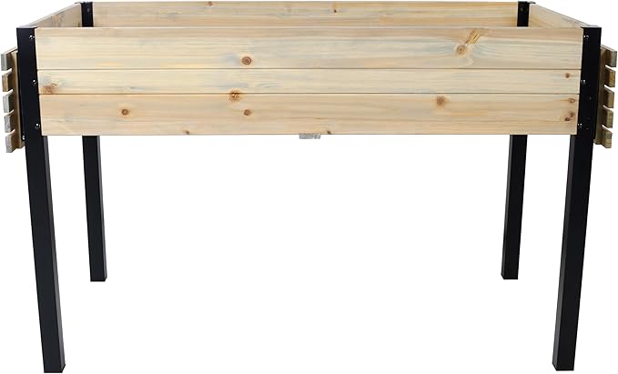 Raised Garden Bed Metal Leg Wood Planter Boxes with Folding Storage ShelfElevated Planter Box for Growing Fresh Herbs Vegetables Flowers Great for Outdoor Patio Deck Balcony