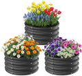 IDEALHOUSE Metal Raised Garden Bed 3 Pack 2×2×1 ft Round Outdoor Planter Boxes Durable Galvanized Steel Containers for Vegetables Fruits Flowers Open Bottom Easy Assembly Black
