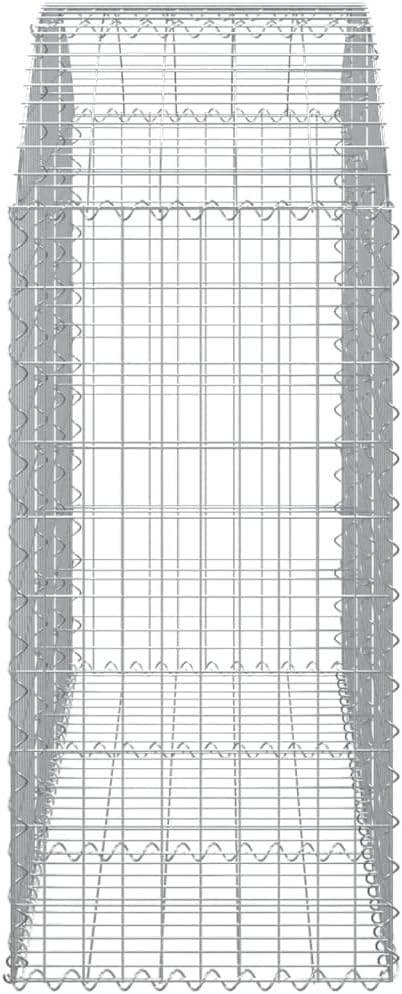 Gabion Basket Silver Galvanized Iron Large 59.1x19.7x47.2 Inches Durable Crescent Shape for Outdoor Retaining Wall Sound Absorption Garden Bed