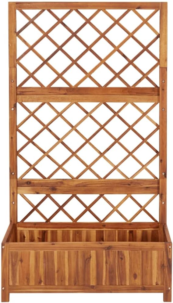 Garden Beds Outdoor Planter Above Ground Garden Bed Herb Garden Planter Raised Bed with Trellis 33.5x15x59.1 Solid Acacia Wood for in Balcony Patio or Yard