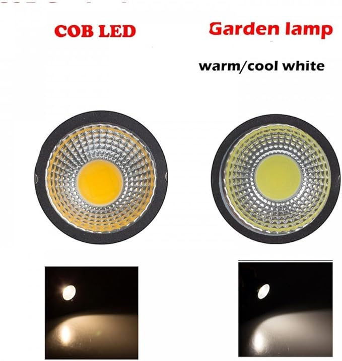 LemonBest® High Power Outdoor Decorative Lamp Lighting 5W COB LED Landscape Garden Wall Yard Path Light Warm Cool White DC 12V w/Spiked Stand Pack of 2 (Warm White)