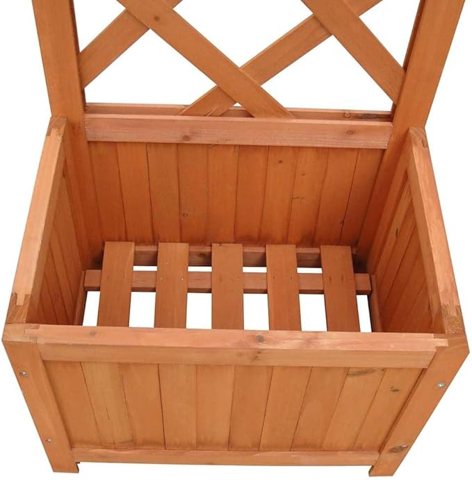 Rustic Solid Wood Garden Planter with Trellis 15.7x15.7x53.1 in Brown Outdoor Raised Planter Box for Flowers Vegetables Patio Yard