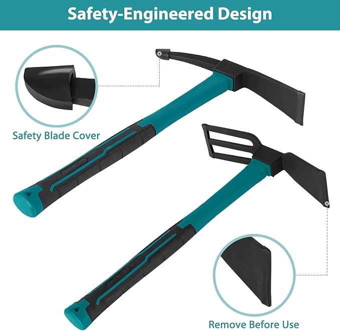 2pcs Pick Axes for Digging and No Installation Required Garden Hoe and Cultivator Hand Rake Garden Tool Durable and Comfortable Handle Mattock Weeding Hoe（Blue）