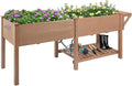 Raised Garden Bed with Legs Wooden Planter Box for Outdoor Gardening Elevated Garden Bed with Storage Shelf Hooks &amp Protective Liner for Vegetables Flowers Herbs (80x23x30 in Brown)