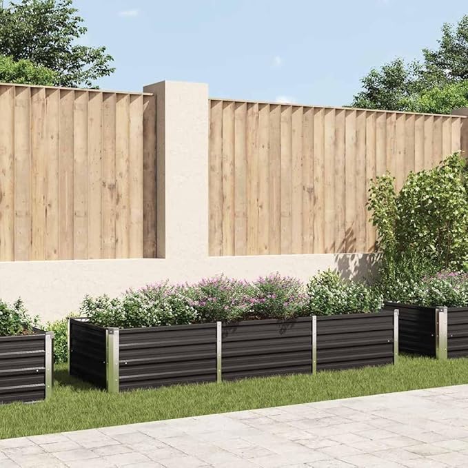 Garden Raised Bed Horse Trough planters Raised Flower Bed Planter Boxes Patio planters Suitable for Nursery Corridor Courtyard Orchard Anthracite 94.5x31.5x17.7 Galvanized Steel