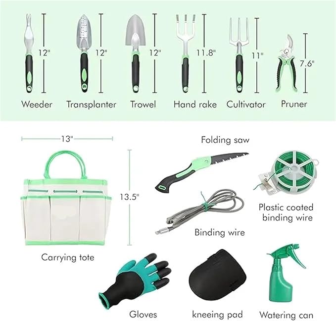 Garden Tool Set 12 Piece Gardening Tool Set with Canvas Organizer for Men and Women Outdoor Gardening Supplies Ideal Gardening Gifts for Women