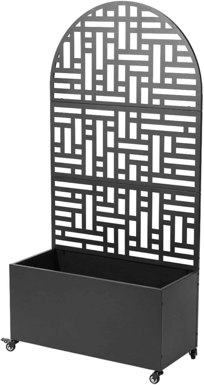 Metal Planter Box with Trellis70 Outdoor Raised Garden BedPrivacy Planters for Patio GardenPlanter Box with Drainage Holes for Climbing Plants