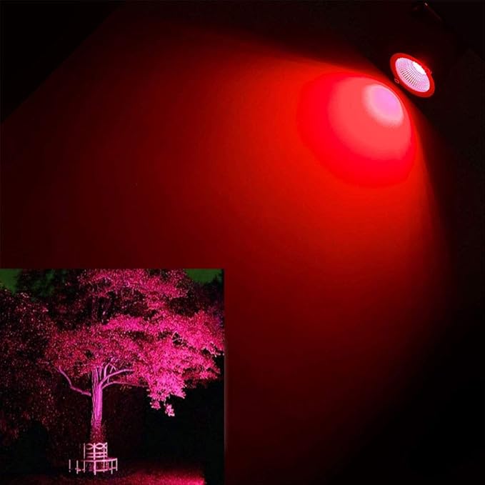 Youngine Pack of 2 12V Low Voltage LED Landscape Lights Waterproof Outdoor Walls Trees Flags Spotlights 5W COB Garden Yard Path Lawn Light with Spike Stand (Red) NO Plug