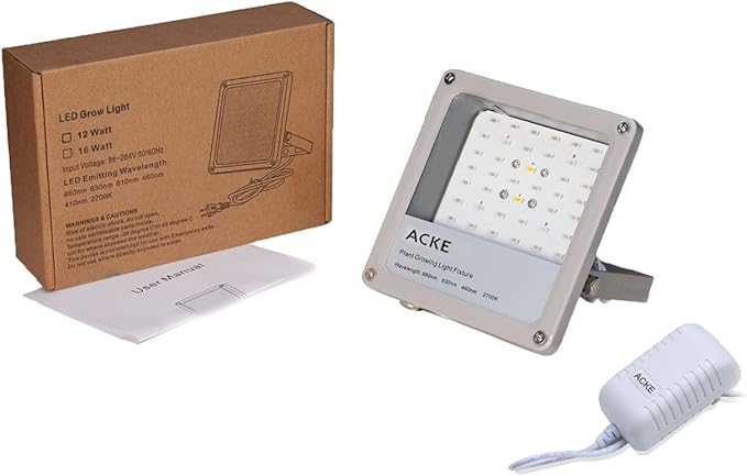 ACKE LED Grow Lights Full SpectrumPlant LightsGrowing Lamps 12W for Indoor PlantsHydropoincs