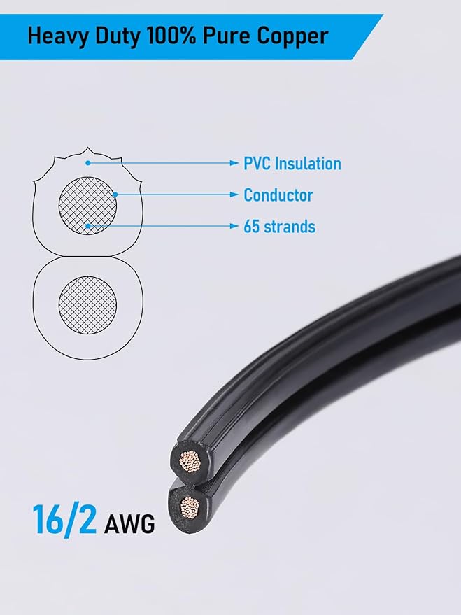 LEONLITE 4-Pack 5W LED Landscape Spotlight AC/DC 12V Low Voltage IP65 Waterproof Non-Dimmable Bronze Aluminum Housing 3000K Bundle 100ft 16/2 Low Voltage Landscape Lighting Cable Black
