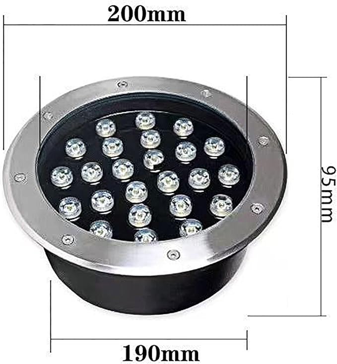LED Landscape Lights - Outdoor Buried Lights Round Ground Lights IP67 Waterproof Recessed LED Spotlight for Deck Driveway Patio Pathway Lawn Landscape LightiRed-24W