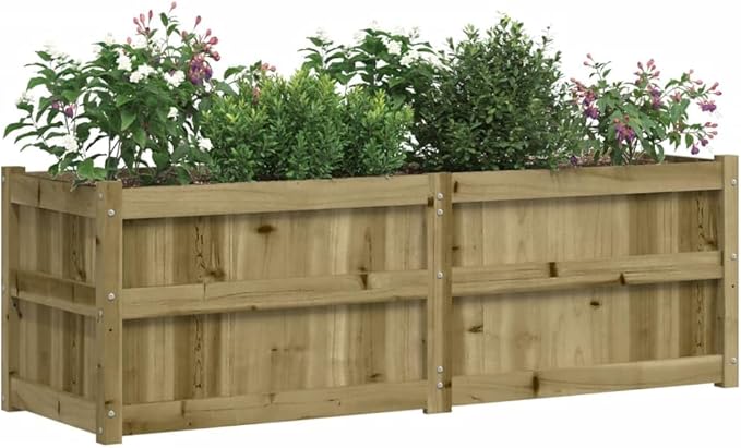 Wooden Raised Garden Bed Garden Planter Box Outdoor Wood Raised Garden Bed for Planting Plants Vegetables 59.1x19.7x19.7 Impregnated Wood Pine-252