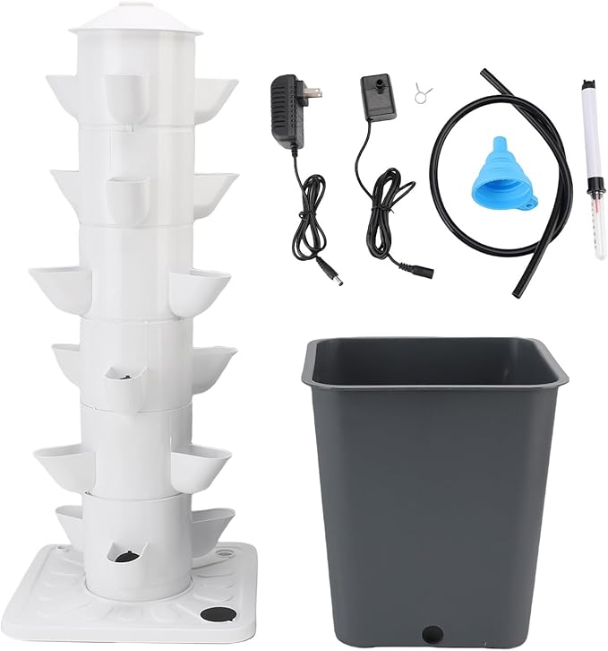 Hydroponic Growing System Kit 18 Pods Hydroponics Vertical Garden Planter with 10L Watertank Indoor Vertical Tower Plant Germination for Gardening Grow Vegetables (US Plug)