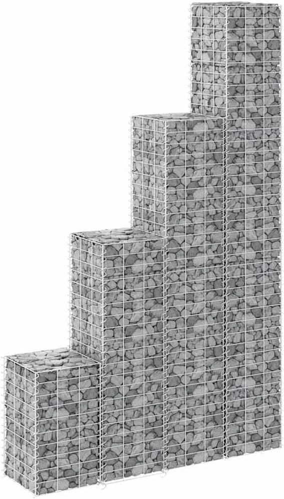 78.7 in Silver Gabion Raised Planter Box 11.8 x 11.8 in Iron Garden Bed Modern Outdoor Metal Planters for Flowers Vegetables Patio Yard Gardening