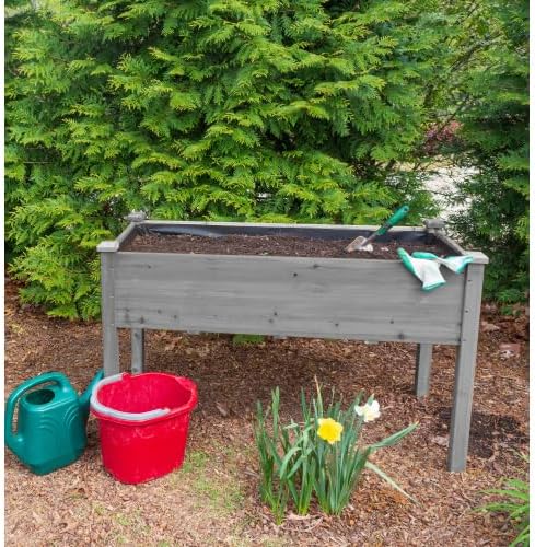 48x24x30 inch Raised Garden Bed with Legs Elevated Wooden Planter Box for Outdoor Plants Flowers Fruits Vegetable Herb Growing. (48 * 24 * 30 Grey)