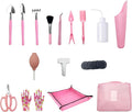 16Pcs Mini Garden Tools Set for Succulent Plant Care Indoor Garden Hand Tools for Women Beginners Included Bag/Repotting Mat/Shovel/Labels Pink