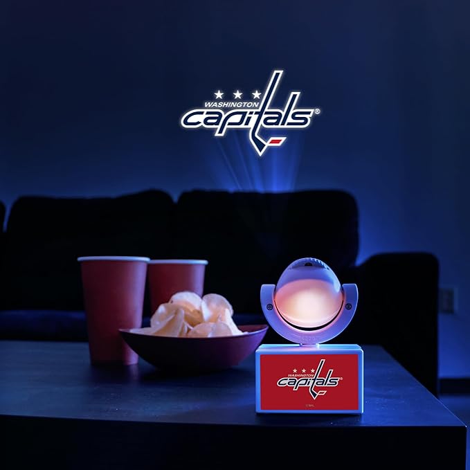 Sporticulture NHL American Hockey Washington Capitals LED Mini Spotlight Projector – 6 Team Logos Portable &amp USB Rechargeable – for Game Day Parties Dorm Rooms &amp More (No Button Batteries Re