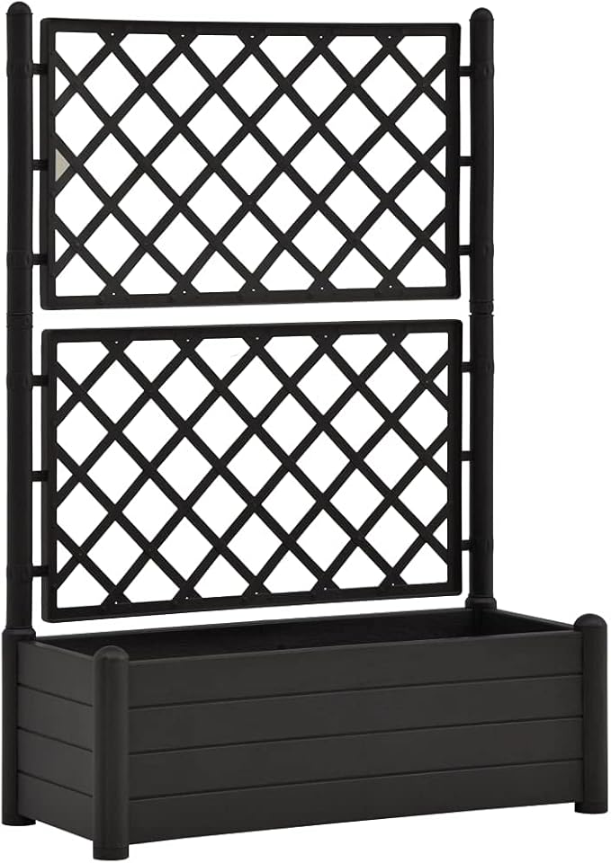 Garden Planter with TrellisPP Planter with Trellis Planter Box with Trellis Raised Garden Bed Outdoor for Plants Hanging Flower Baskets 39.4x16.9x55.9 Anthracite