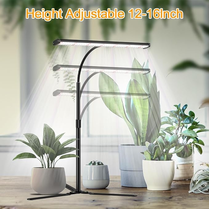 Super-Bright Grow Light for Indoor Plants 6000K 108LEDs Full Spectrum Plant Lamp with Timer 4/8/12Hrs &amp Height Extendable for Home Office Desktop Plants 12V 3A High Power Output for Faster Growt