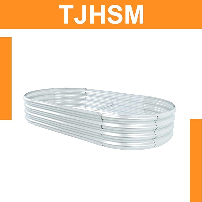 2 Pack 6x3x1Ft Outdoor Metal Raised Garden Bed Flower for Growing Fruits Vegetables and Herbs Oval Floor Planting Box Garden Bed Galvanized Steel