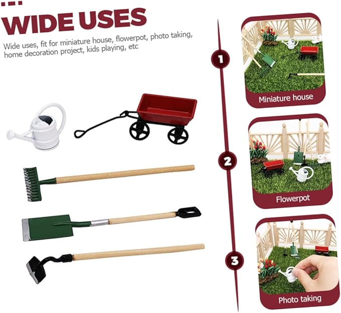 2 Sets Miniature Gardening Tool for Dollhouse Accessories Micro Garden Decor for DIY Lovers Create Lifelike Mini House Scenes
