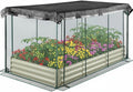 8X4x1 Ft Galvanized Raised Garden Bed with Cover Metal Planter Box with Plant Protection Net and Shade Cloth Bottomless Outdoor Garden Bed for Vegetables Flowers Herbs Durable Large Planter