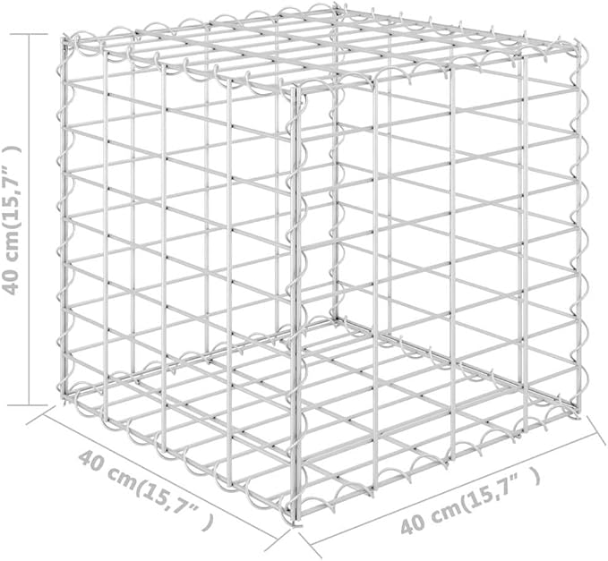 Steel Wire Cube Gabion Raised Bed Outdoor Patio Lawn Flower Plant Bed Planter Border Garden Stone Basket Cage Retaining Wall 15.7x15.7x15.7-169