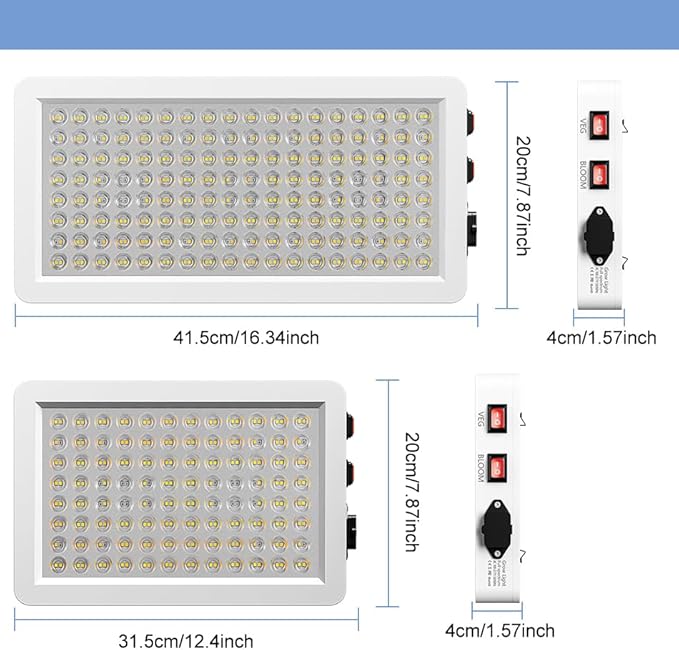 1000W Sunlight-Replicating Dimmable Grow Light with Purity Diodes for Indoor Plants Germination Veg/FruitingHydroponic Natural Sunlight for Supplemental Lighting With Adjustable Height Hooks US Plug