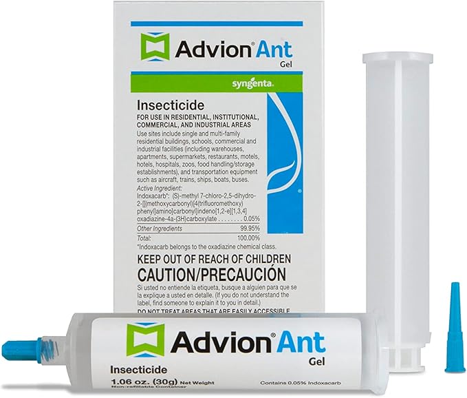 Advion Ant Gel Bait 4 Tubes x 30-Grams 1 Plunger and 2 Tips Effective Ant Bait Formulated with 0.05% Indoxacarb Indoor and Outdoor Use Ant Killer Gel for Control of Most Major Ant Species
