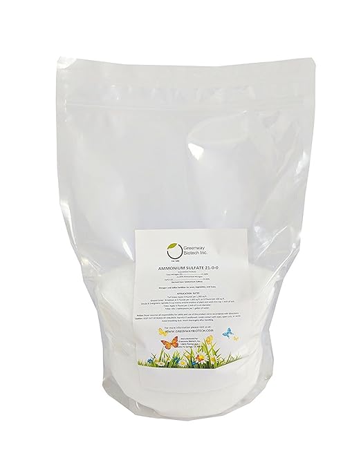 Greenway Biotech Inc. Ammonium Sulfate 21-0-0 Fertilizer Contains 21% Water Soluble Nitrogen&amp24% Sulfur Suitable for Acid Loving Plant- Lawn Fertilizers to Lower pH Level in Alkaline Soil (10 Pou