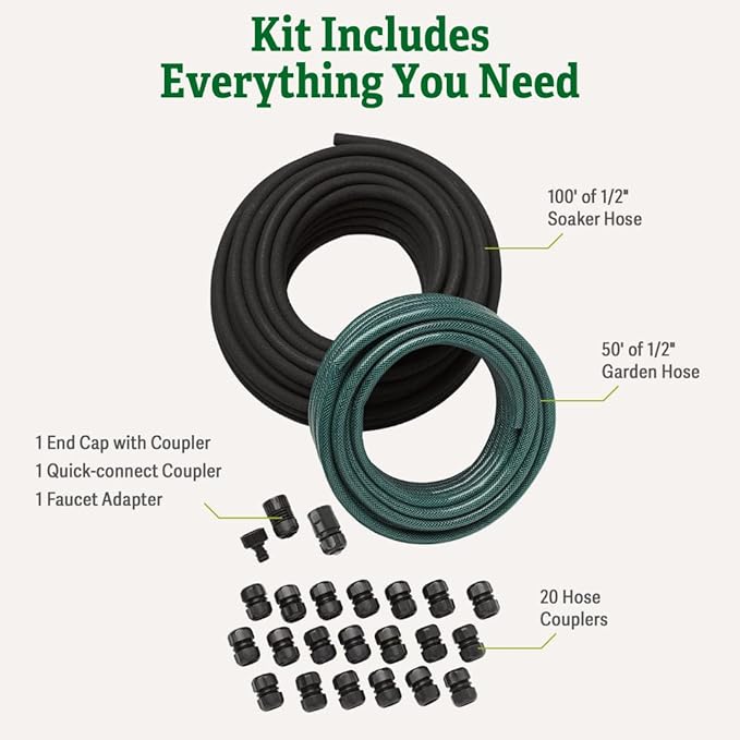 Gardener's Supply Company Landscape Watering Snip-n-Drip Soaker System | Outdoor Watering Sprinklers for Yard Garden Soaker System | Self Watering Planters Drip Sprinkler Set