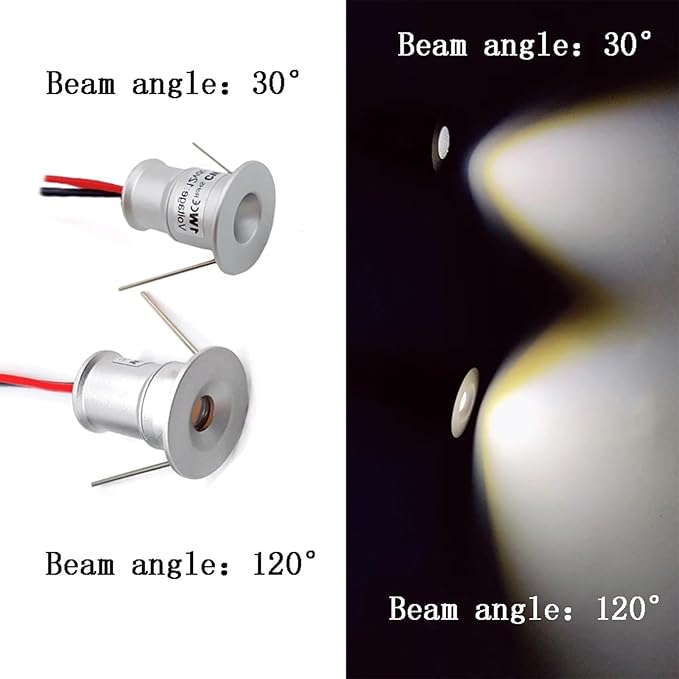 Indoor 1W LED Spotlight 12V 1W Silver Shell Mini Led Downlight Lighting Angle 30° with Transformer 9Pack (Red)