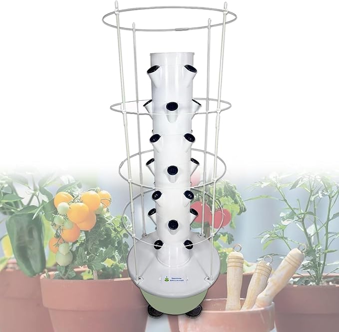 Stackable Plant Tower Vertical Tower Planters Hydroponic Tower Balcony Hydroponic Growing Systems Hydro Culture Grow Tower Leaning Tower of Herbs B(36Pots)