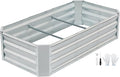 G GOOD GAIN 4x2x1ft Raised Garden Bed – Galvanized Metal Planter Box for Vegetables Flowers Herbs Fruits – Outdoor Garden Beds with Open Bottom Sliver