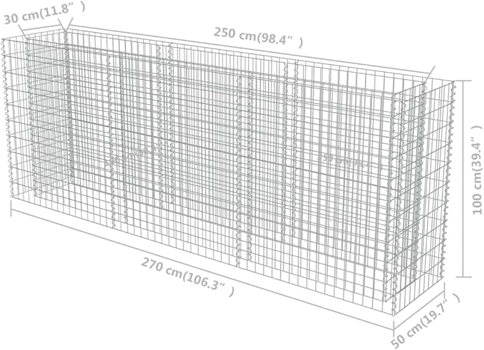 Gabion Raised Bed Galvanized Steel Metal Planter for Gardening Flower Plant Outdoor Vegetable Large Box Steel Beds 106.3x19.7x39.4