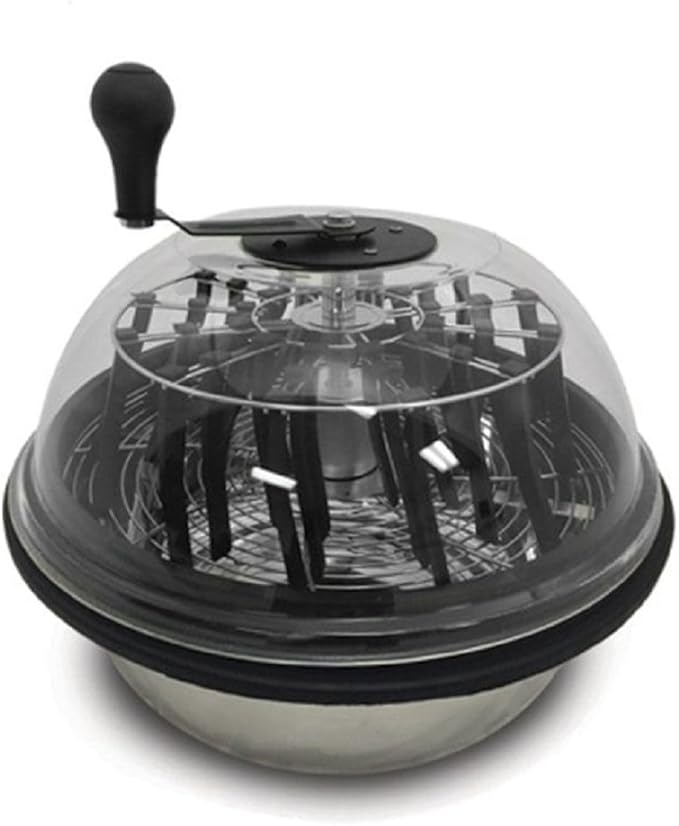 16'' Bowl Trimmer with Clear Top – Manual Leaf and Plant Trimming Machine with Stainless Steel Blade for Herbs Potpourri and Flowers – Hand Crank Foliage Cutter for Fast Efficient Harvesting