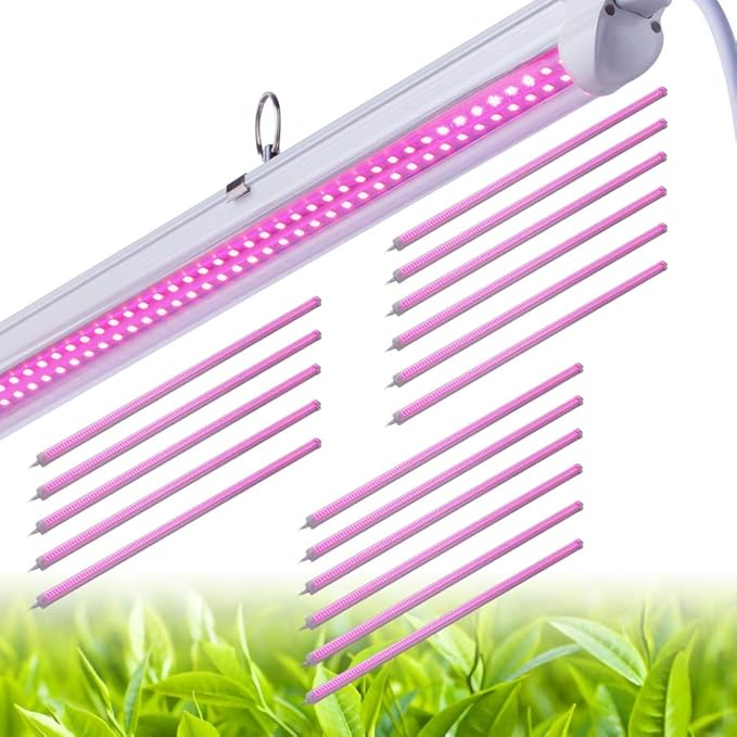 18 Pack LED Grow LightT8 Integrated Growth Tube Lamp 4ft 810W(45w x 18 4200W Equivalent)Full Spectrum Sunlight ReplacementDouble RowLinkable Design4 Foot Plant Lights for Indoor Plant