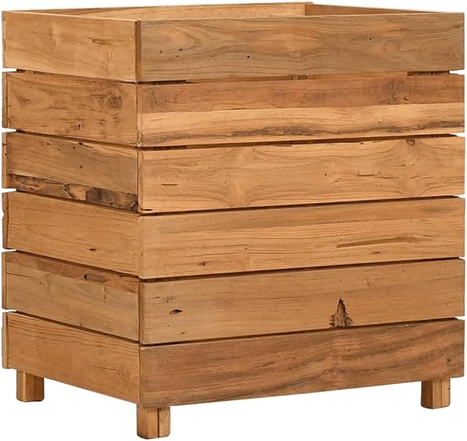 Raised Bed Garden beds Outdoor Planter Boxes Outdoor Garden Planter Suitable for Flowers Restaurants Backyard Patios 19.7x15.7x21.7 Recycled Teak Wood and Steel