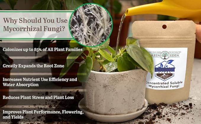 GreenEden EndoBoost Hydro Soluble Mycorrhizal Fungi (7 Species) - Makes 120 Gallons - Mycorrhizae Root Enhancer - Bacteria Inoculant - Hydroponics or Soil