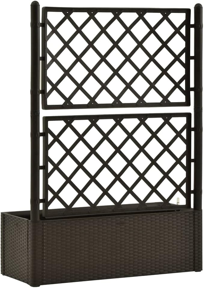 Garden Raised Bed PlanterGarden BedGalvanized Raised Garden BedPlanter Raised bedsGalvanized Planterwith Trellis and Self Watering System Mocha