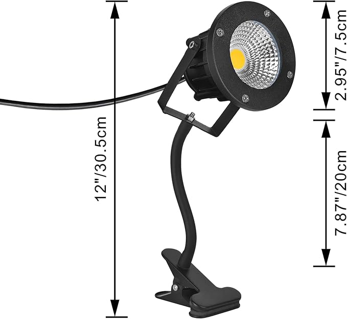 Kiven IP65 Waterproof LED Landscape Up Down Light Black Decorative Spotlight Lamp with Plug-in Cord and Timer for Indoor Outdoor Plants Yard LED Lawn Light (5W Cool White)