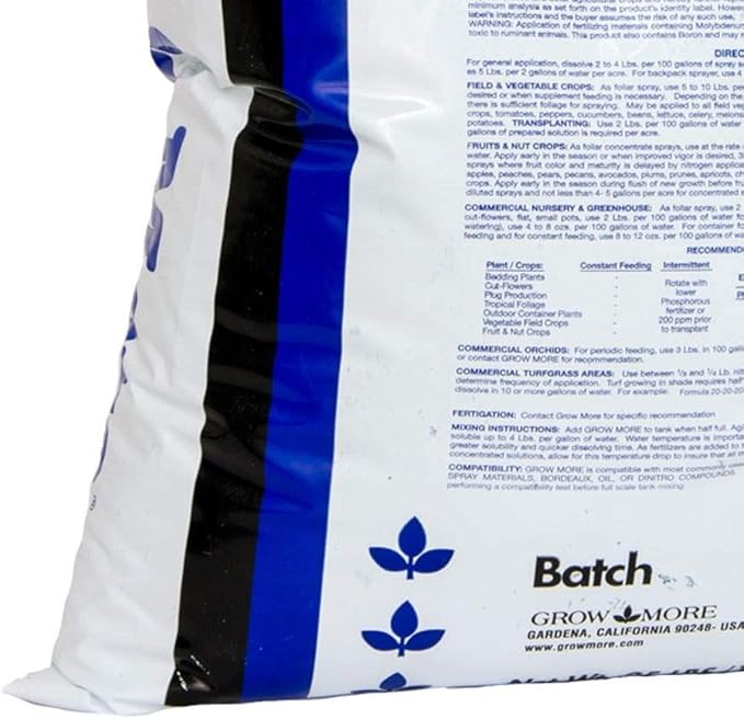Grow More HIGH Bloom Soluble Fertilizer Concentrate 10-52-10 1EA/25 LB