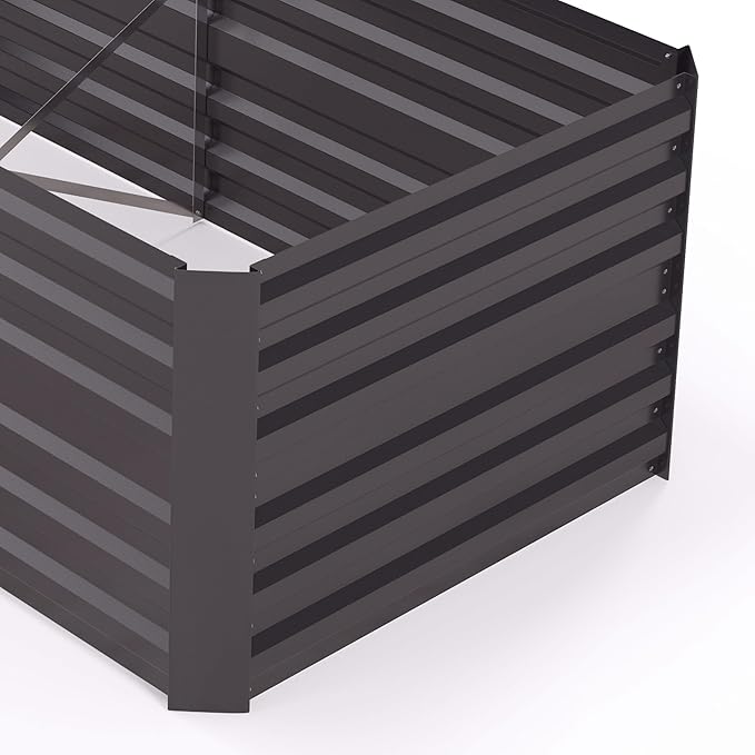 Outsunny Galvanized Raised Garden Bed Kit with Reinforcing Bars Large and Tall Metal Planter Box for Vegetables Flowers and Herbs 6' x 3' x 2' Dark Gray