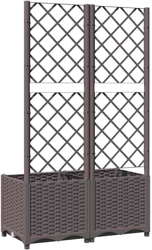Brown Raised Garden Planter with Trellis 31.5x15.7x53.5 in UV-Resistant Polypropylene Elevated Flower Bed Box for Balcony Patio Outdoor Gardening
